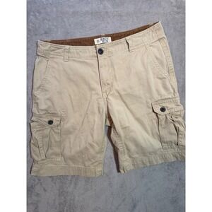 Men's Rustic Blue Mens Tan Khaki Cargo Shorts 100% Cotton Size 36